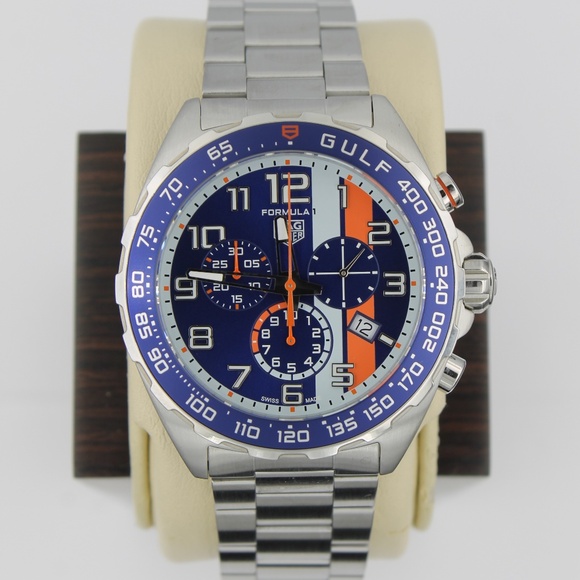 New Tag Heuer Formula 1 Mens Watch CAZ101AT.BA0842 Gulf Oil X Blue Orange F1 SS - Picture 14 of 16